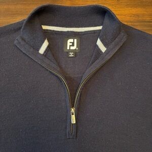 FootJoy Men's Quarter Zip 100% Wool Navy Golf Apparel Sweater XXL